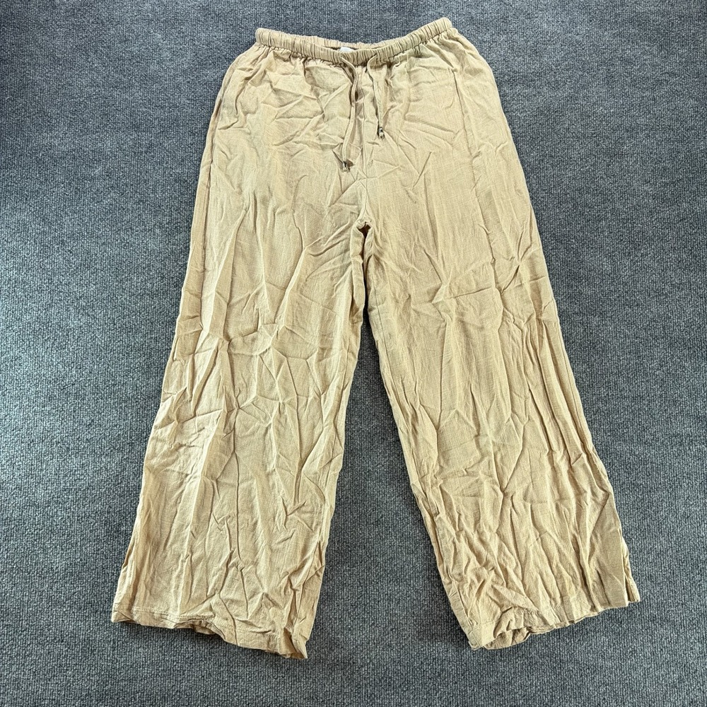 Princess Polly Culottes Beige Tan Wide Leg Drawstring Elastic Waist Pants Size 6